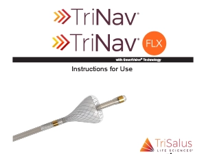 TriSalus TriNav FLX with SmartValve Technology Instructions for Use cover showing catheter with expandable mesh tip.