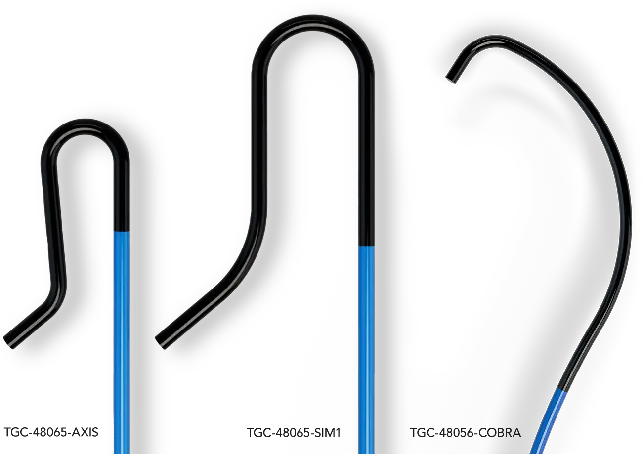The three types of TriGuiding Catheters