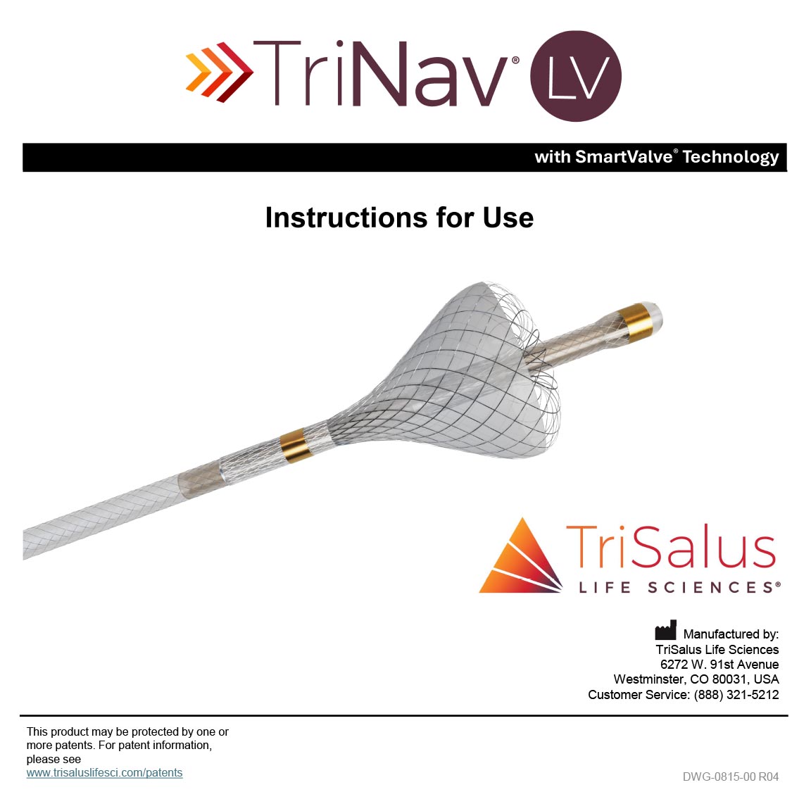 Image of the front page of the TriNav LV Instructions for Use PDF.